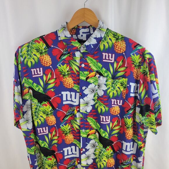 Mens NY New York Giants Hawaiian Tropical Button Down Shirt G Men Extra Large XL - Picture 2 of 6